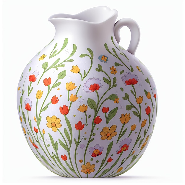 Beautiful modern ceramic flower vase with decorative floral design