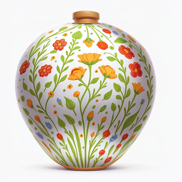 Beautiful modern ceramic flower vase with decorative floral design