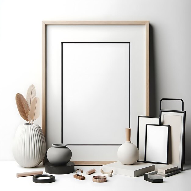 Beautiful modern and simple photo frame canvas with white background for mockup