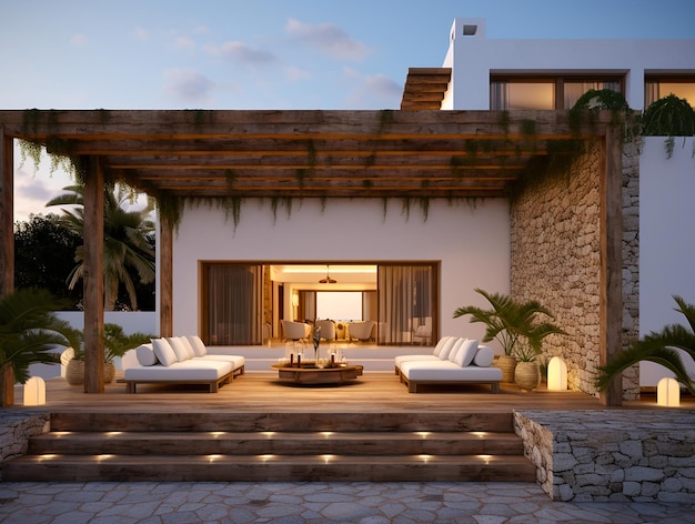 Beautiful modern villa for relaxing at sunset