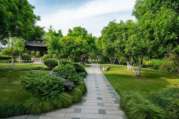 Beautiful moon lake park in Ningbo, China