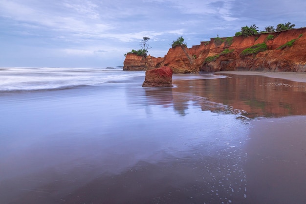 Beautiful morning view of Indonesia beautiful beach on the coast of sumatra