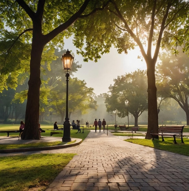 Photo beautiful morning view of park