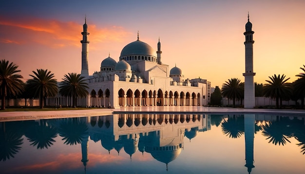 Beautiful mosque photos sunset sunny landscape