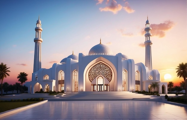 Beautiful mosque with beautiful sky