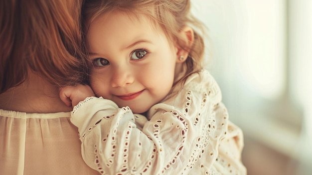 Beautiful mother with her baby on a shoulder