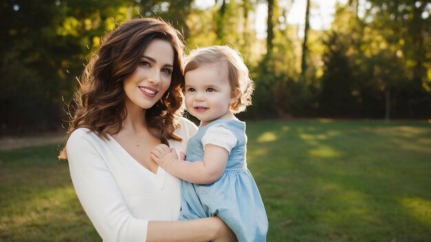 Beautiful mother with a little daughter