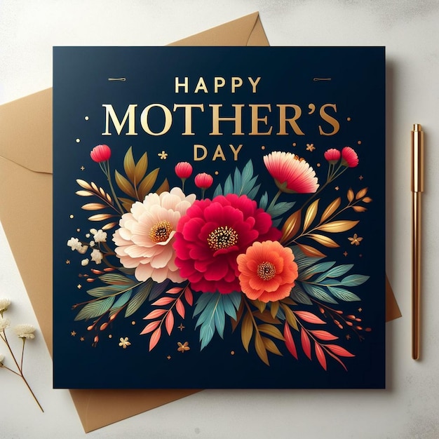 Beautiful Mothers Day greeting card design with floral