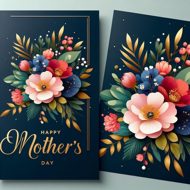 Beautiful Mothers Day greeting card design with floral