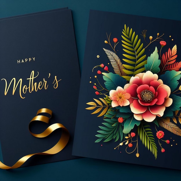 Beautiful Mothers Day greeting card design with floral