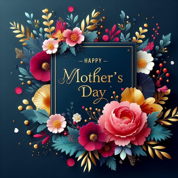 Beautiful Mothers Day greeting card design with floral