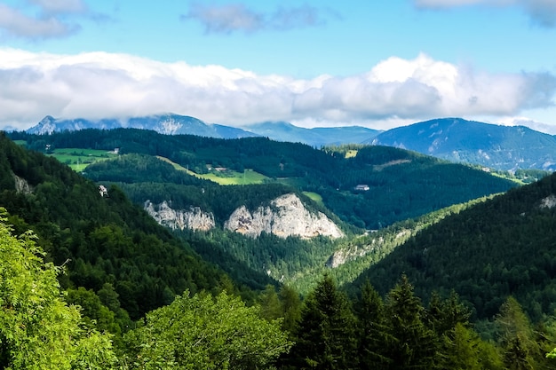 Beautiful mountain landscape in the Austrian Alps on summer sunny day.