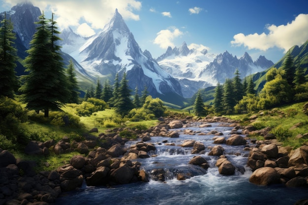 Beautiful mountain landscape mountains river forest wallpaper