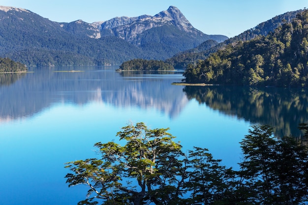 Beautiful mountain landscapes in Patagonia. Mountains lake in Argentina, South America.