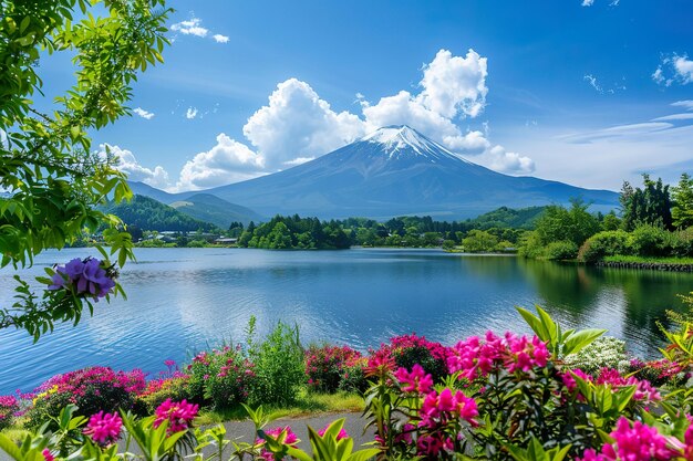 A beautiful mountain range with a lake in the foreground