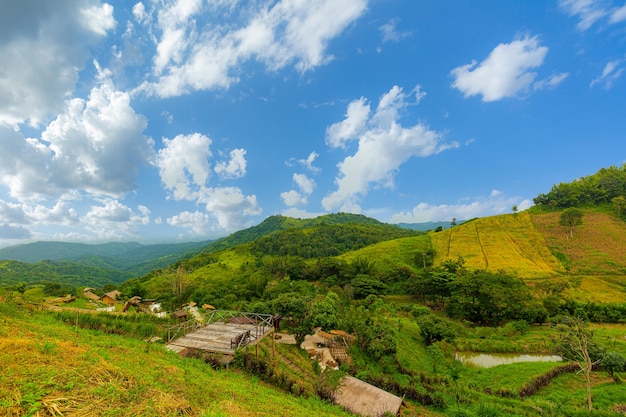 Beautiful mountain and sky resorts in ThailandBeautiful mountain aerial landscape view drone shot in