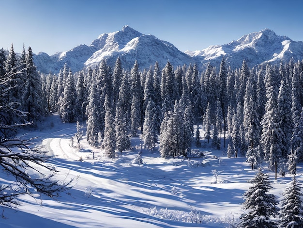 The beautiful mountains are mystified by the winter season.