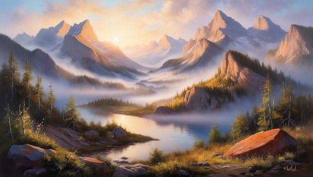 Beautiful mountains landscape ai generated