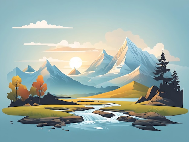 Beautiful mountains landscape background walpaper ilustrations