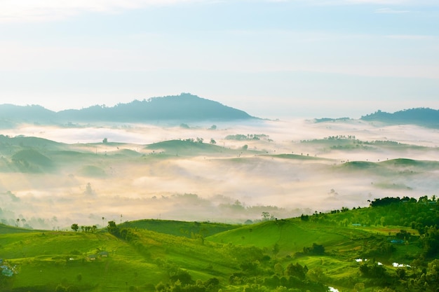 Beautiful mountains landscape and cloud blue sky