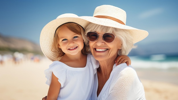 Beautiful MultiGeneration Family Bonding on Beach with Palm Trees and Sun Rays in 4K Resolution