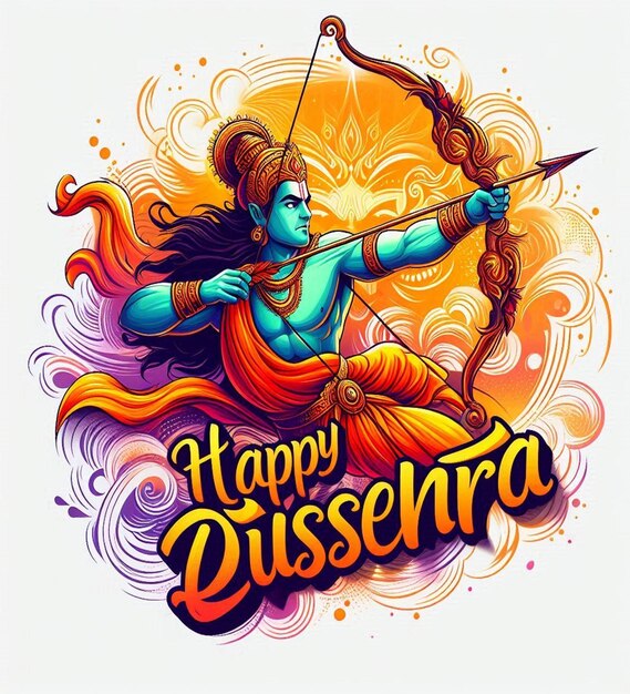 Photo a beautiful mythological illustration is for happy dussehra festival