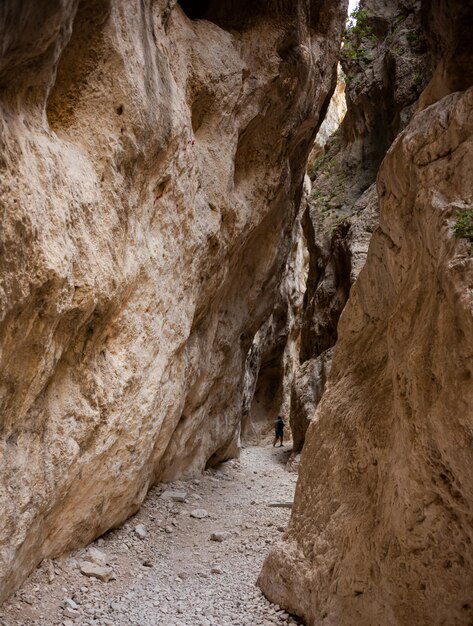 Beautiful narrow slot canyon in Italy hiking destination