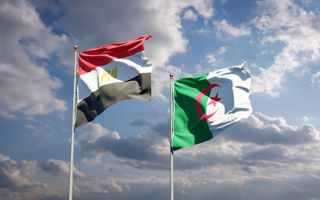 Beautiful national flags against the sky