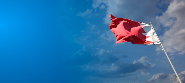 Beautiful national state flag of Bahrain with blank space.