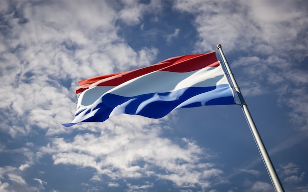 Beautiful national state flag of Netherlands fluttering