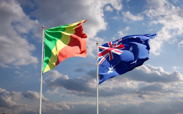 Beautiful national state flags of Republic of the Congo and Australia together