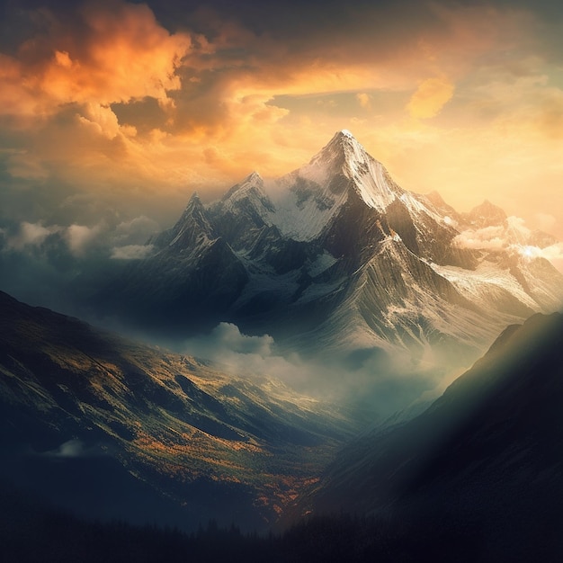 Beautiful natural landscape ethereal vast mountain landscape