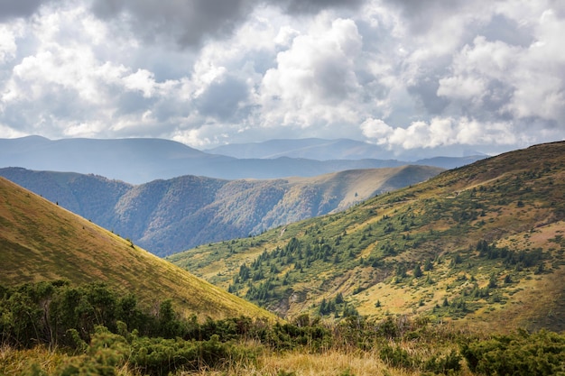 Beautiful natural landscapes in Carpathian mountains