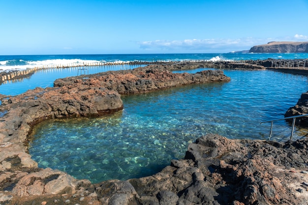 Beautiful natural pools Las Salinas de Agaete in Puerto de Las Nieves in Gran Canaria Spain