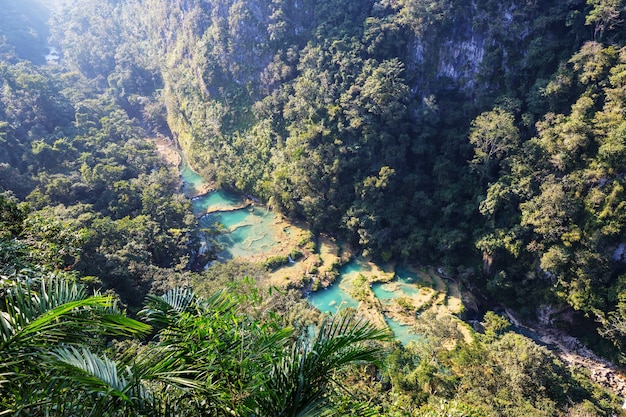 Beautiful natural pools in Semuc Champey, Lanquin, Guatemala, Central America