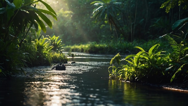 Beautiful natural scenery with river and green nature