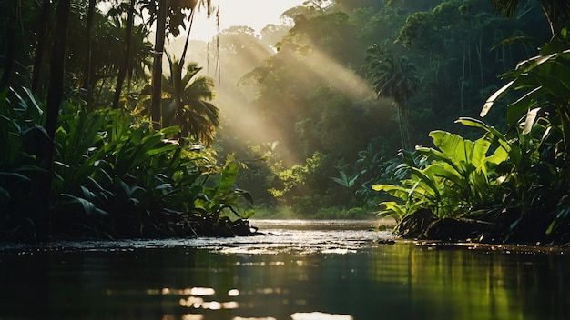 Beautiful natural scenery with river and green nature