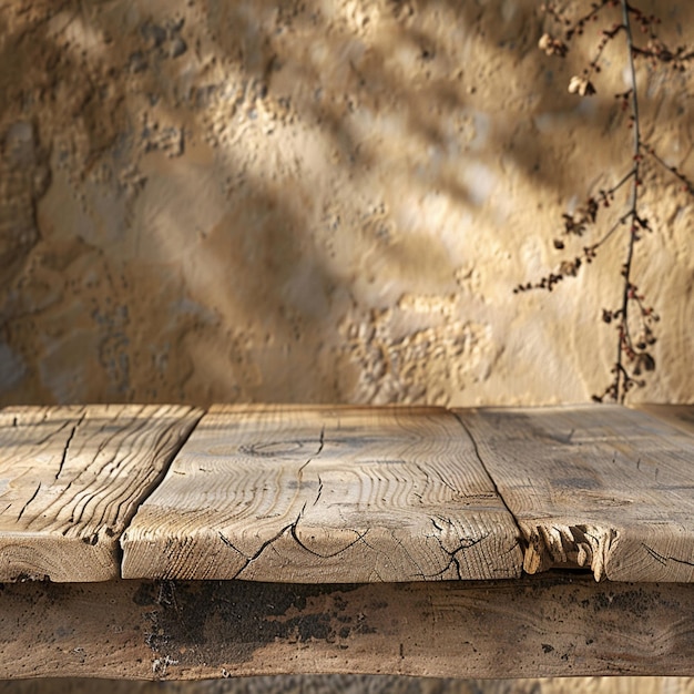 Photo beautiful natural wooden table with kitchen background