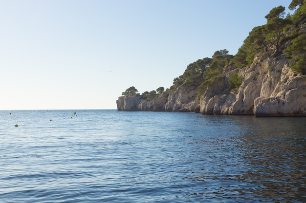 Beautiful nature of Calanques on the azure coast of France. Calanques National Park near Marseille. Nature and outdoor