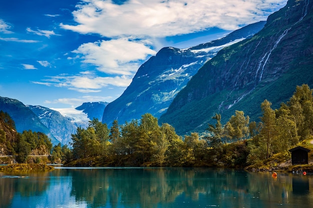 Beautiful Nature Norway natural landscape. lovatnet lake.