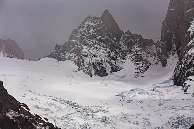 Beautiful nature of Patagonia. Fitz Roy trek, view of Andes mountains, Los Glaciers National Park, E