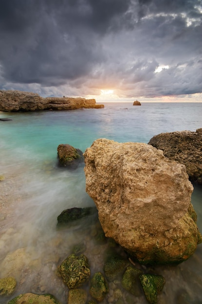 Beautiful nature seascape Storm on the sea Nature composition