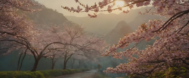 Photo beautiful nature spring background with a branch of blooming sakura