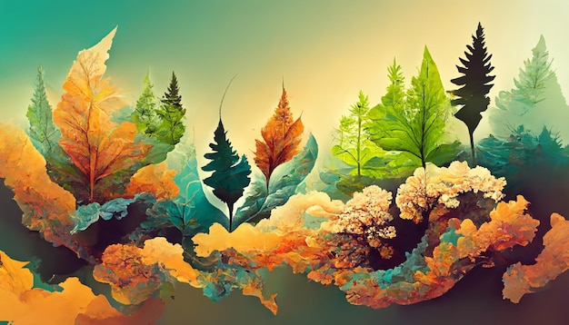 Beautiful nature upside down or inside out illustration