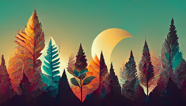 Beautiful nature upside down or inside out illustration