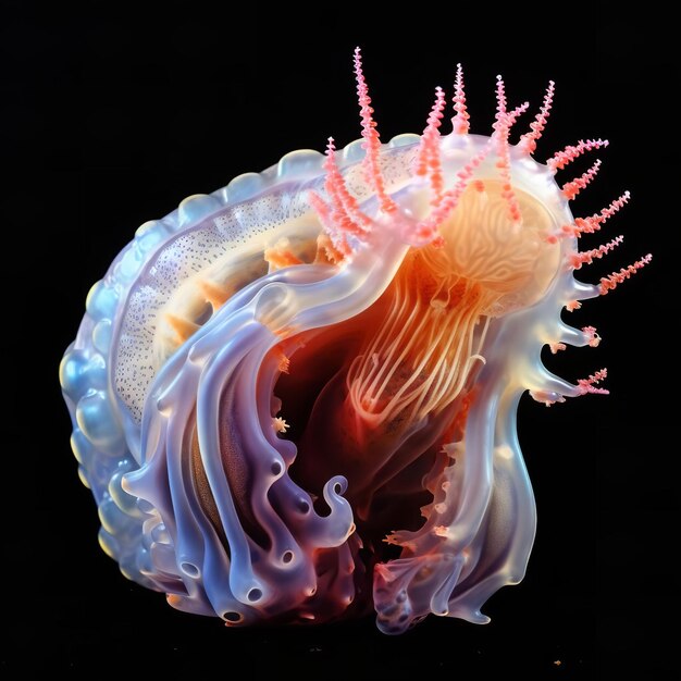 Beautiful Nebula Nudibranch isolated on black background