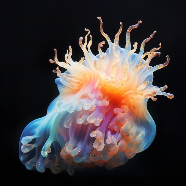 Photo beautiful nebula nudibranch isolated on black background