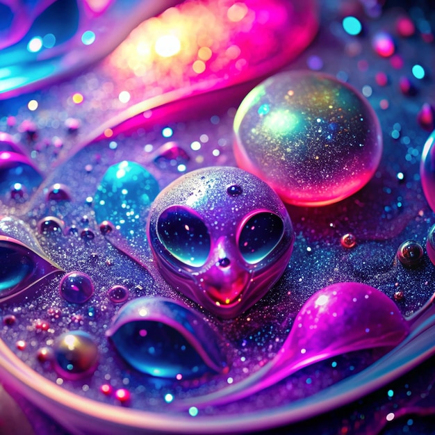 Photo beautiful neon purple pink and blue transparent space alien glitter slime background texture sparkle cosmic surreal abstract backdrop ethereal liquid art gel galaxy substance