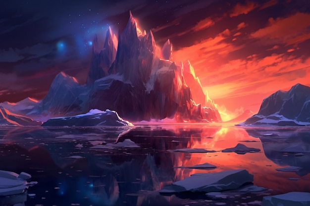 Beautiful Night Landscape Ai generative