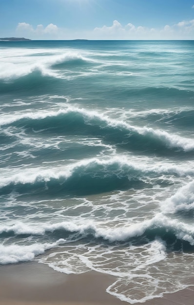 a beautiful ocean scene with waves and sun ai generated images